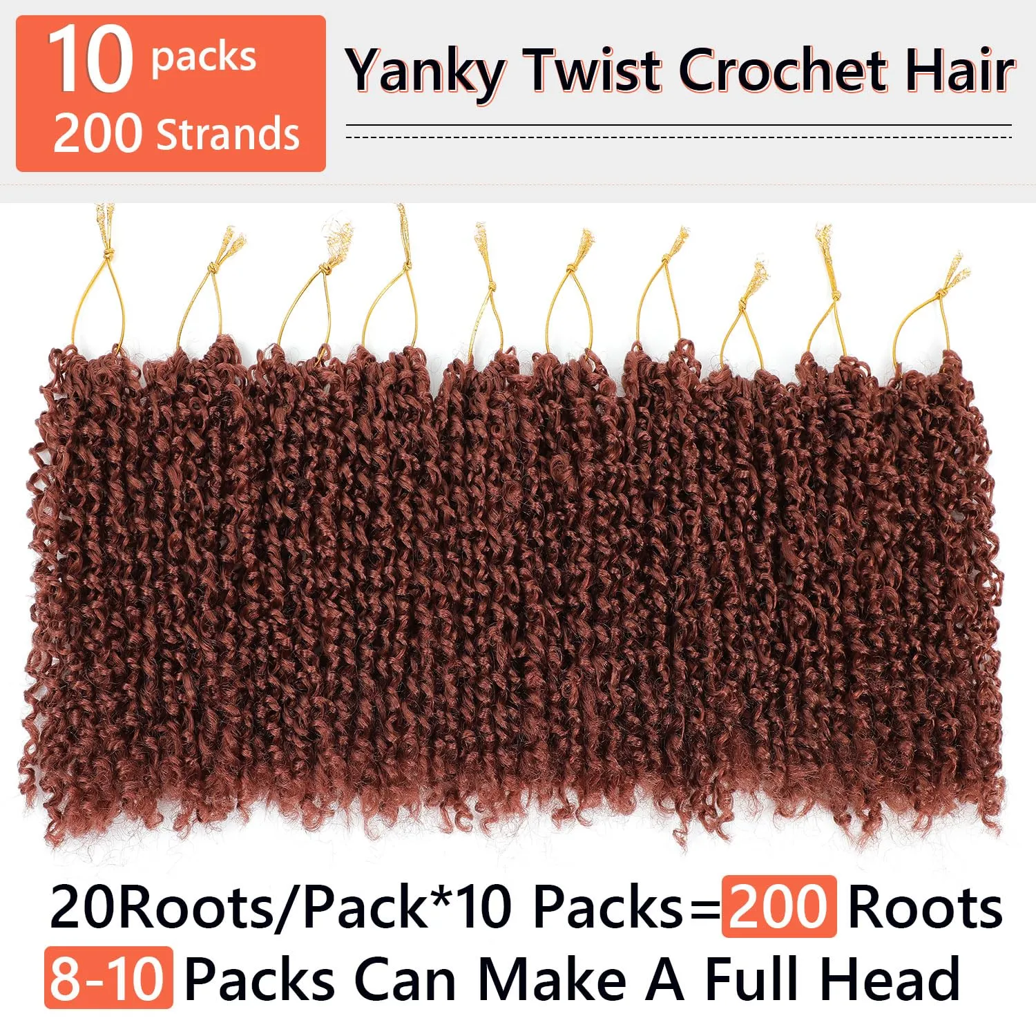Yanky Twist Crochet Hair - 8 Inch 10 Packs Yanky Passion Twist Hair 3x Bohemian Yanky Twists Pre-twisted Fluffy Mini Twist Crochet Hair Crochet Braiding Hair (350)