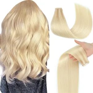 YDDM Tape in Hair Extensions Human Hair, 20pcs 18 Inch 100% Remy Human Hair Straight Seamless Tape in Hair Extensions Balayage Ash Blonde Mixed Platinum Blonde(18/60/60#, 18 Inch)