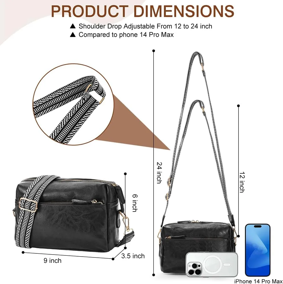 YDSIII Small Crossbody Bags for Women, Trendy Vegan Leather Cross Body Bags for Womens with Adjustable Wide Guitar Strap