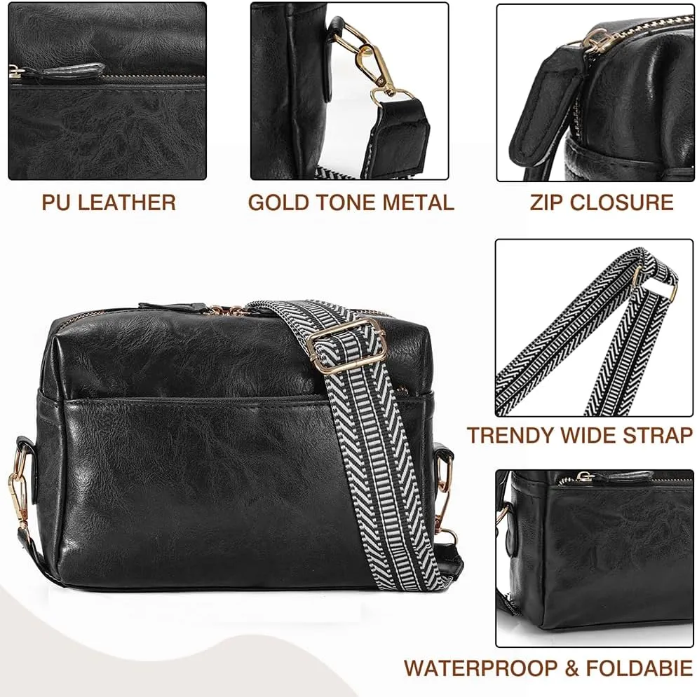 YDSIII Small Crossbody Bags for Women, Trendy Vegan Leather Cross Body Bags for Womens with Adjustable Wide Guitar Strap