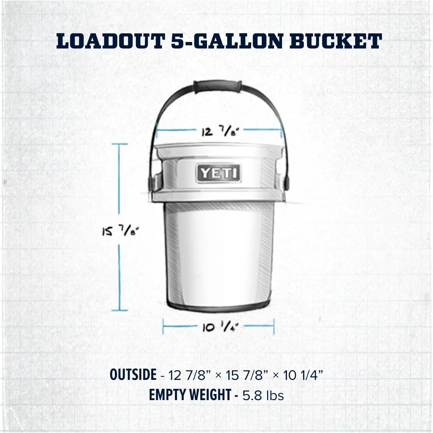 YETI Loadout 5-Gallon Bucket, Impact Resistant Fishing/Utility Bucket