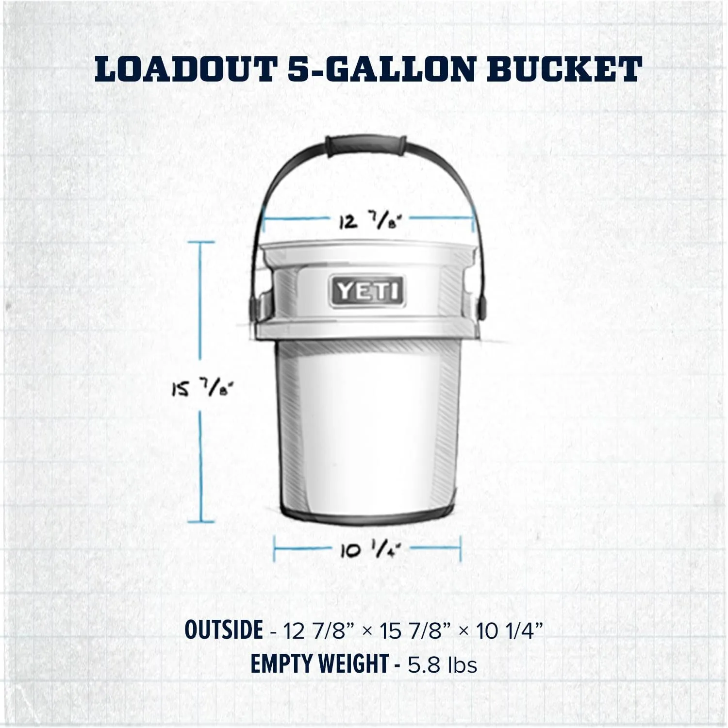 YETI Loadout 5-Gallon Bucket, Impact Resistant Fishing/Utility Bucket