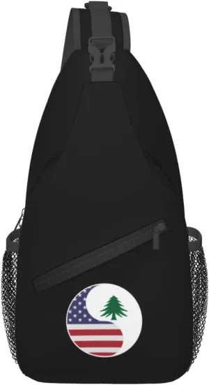 Yin Yang Flag Combination Of America And Naval Ensign Of Massachusetts Crossbody Bags For Women Men Chest Backpack Gym Shoulder Bag Travel Outdoor Sports Casual Crossbody Bags
