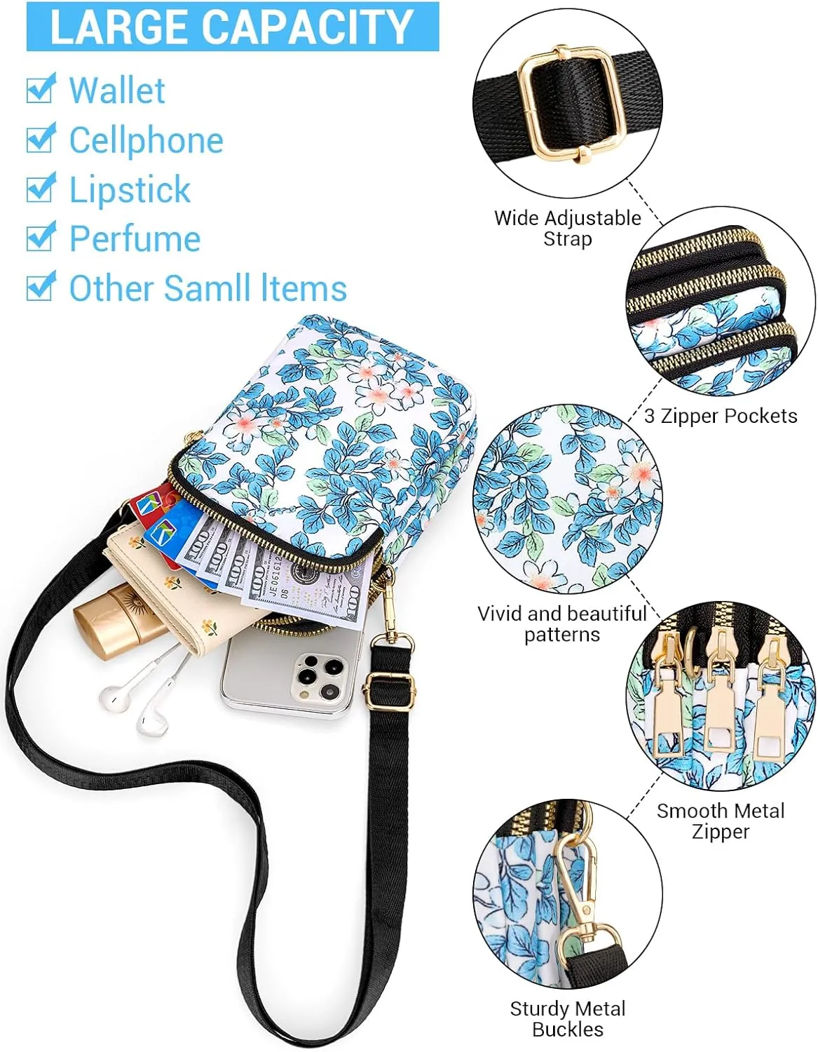 YINHEXI Small Crossbody Bags for Women, Mini Cell Phone Wallet Purse, Shoulder Bag for Women and Men