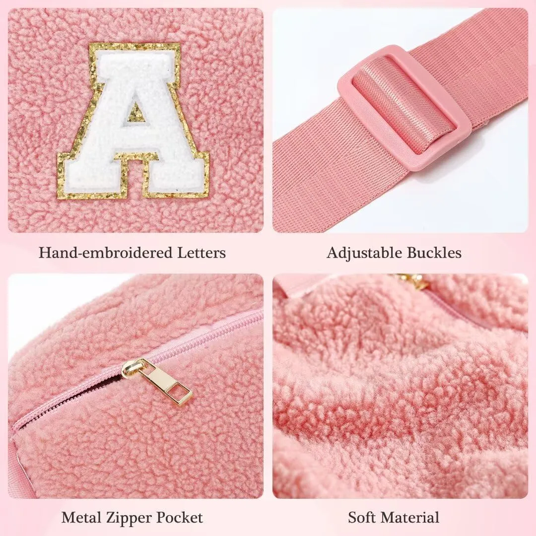 YOOLIFE Birthday Gifts for Girls Daughter Sister Friends, Initial Crossbody Bag Belt Bag Fanny Pack for Women, Pink A