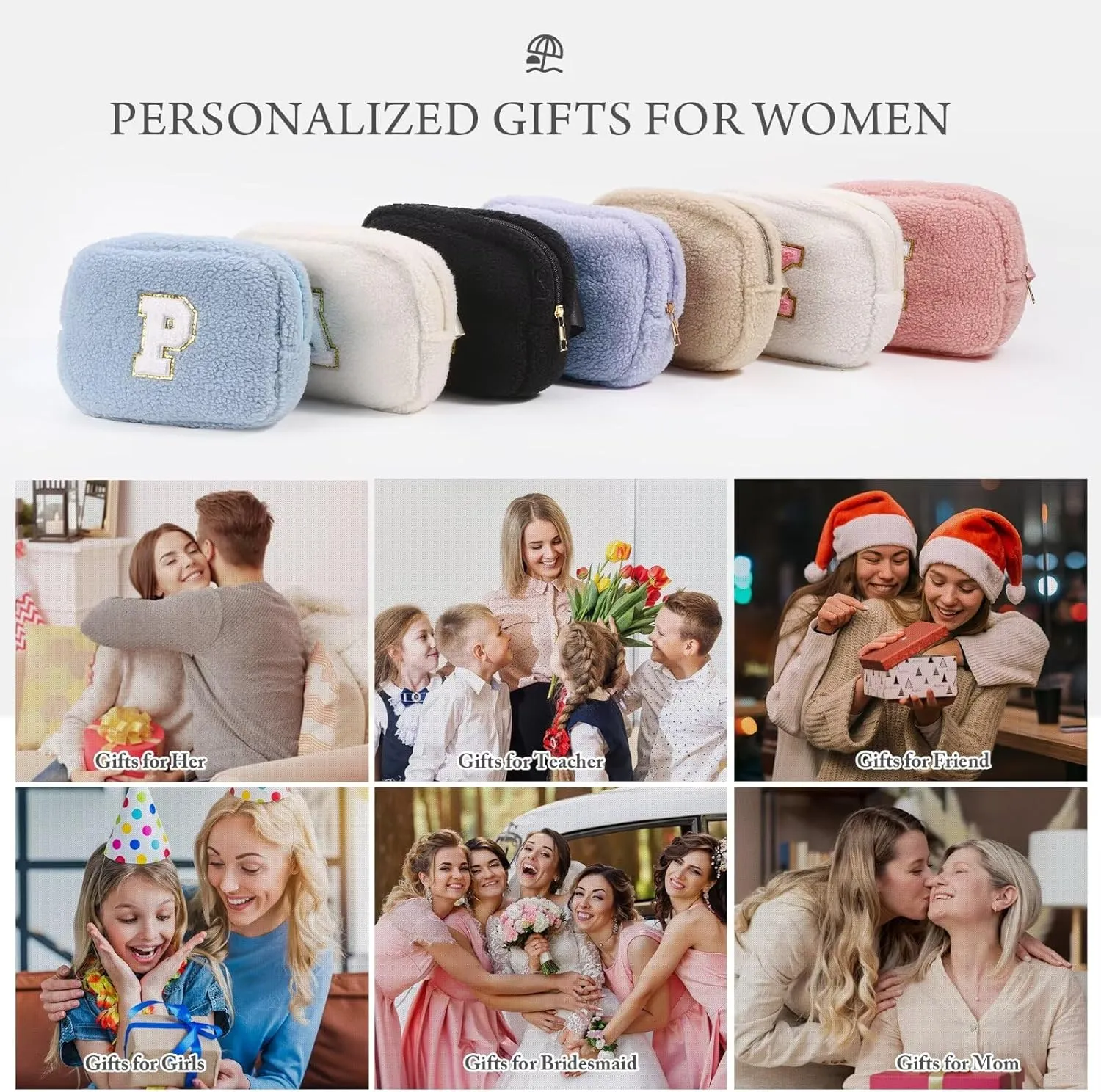 YOOLIFE Bridesmaid Gifts - Bridesmaid Proposal Gift Wedding Day, Bridal Shower Gifts, Maid of Honor Gifts, Bachelorette Party Decorations Favors, Fleece Belt Bag Initial Crossbody Bag, Pink Y