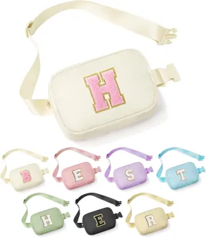 YOOLIFE Customized Gifts for Women, Gifts for Mom, Birthday Gifts for Mom from Daughter or Son, Mom Birthday Gifts, Beige Initial Crossbody Bag Belt Bag H