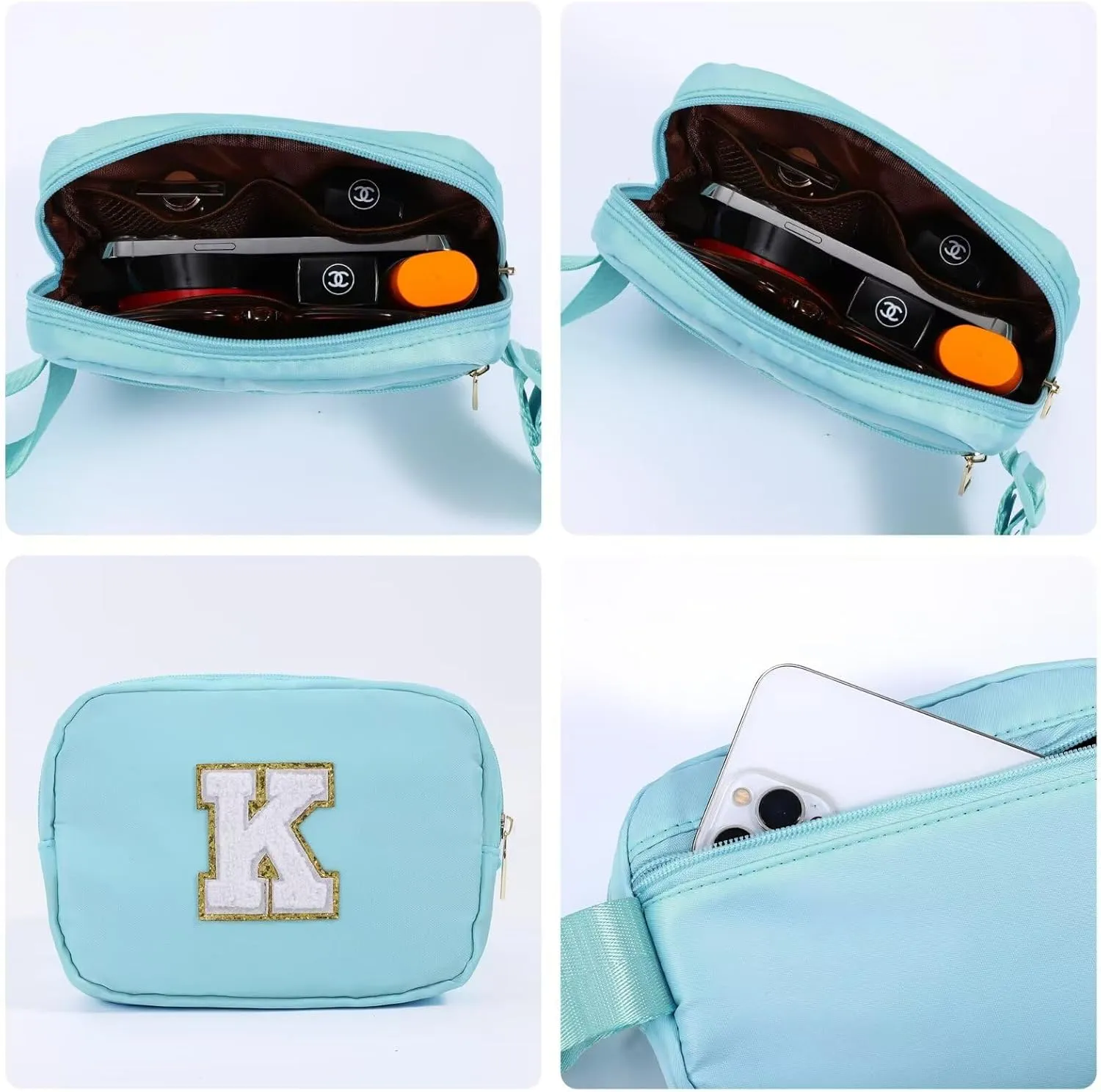 YOOLIFE Personalized Gifts - Crossbody Bag for Women, Initial Blue Belt Fanny Pack Travel Gift