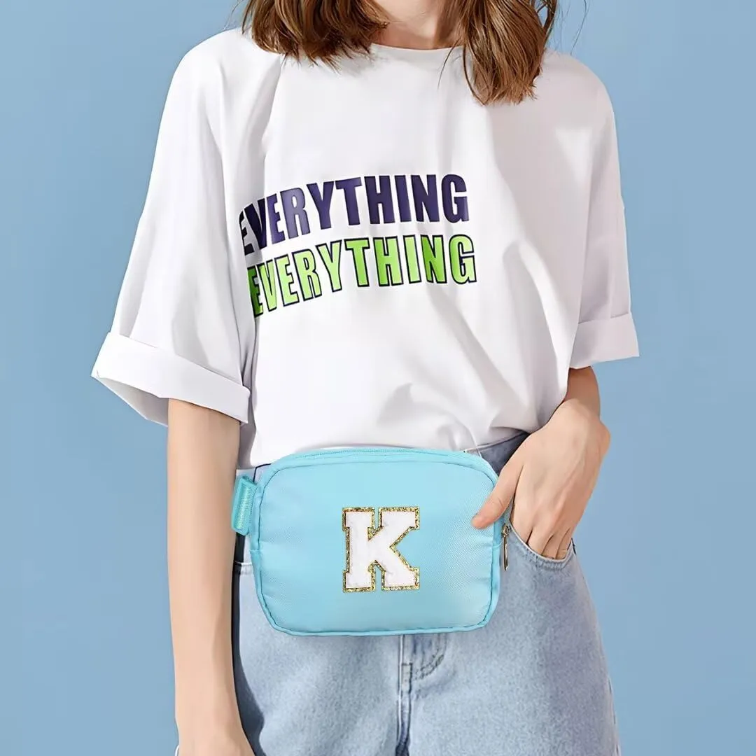 YOOLIFE Personalized Gifts - Crossbody Bag for Women, Initial Blue Belt Fanny Pack Travel Gift