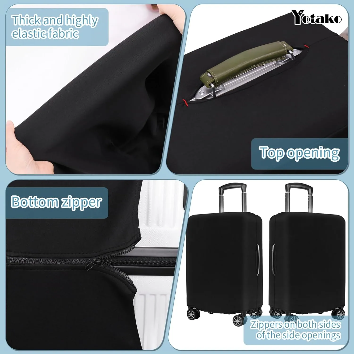 Yotako Luggage Cover,Thicker Luggage Protector Elastic Suitcase Cover Protector, Travel Anti Scratch Fits 18-32 Inch Suitcase Travel Accessories (20“, Black)