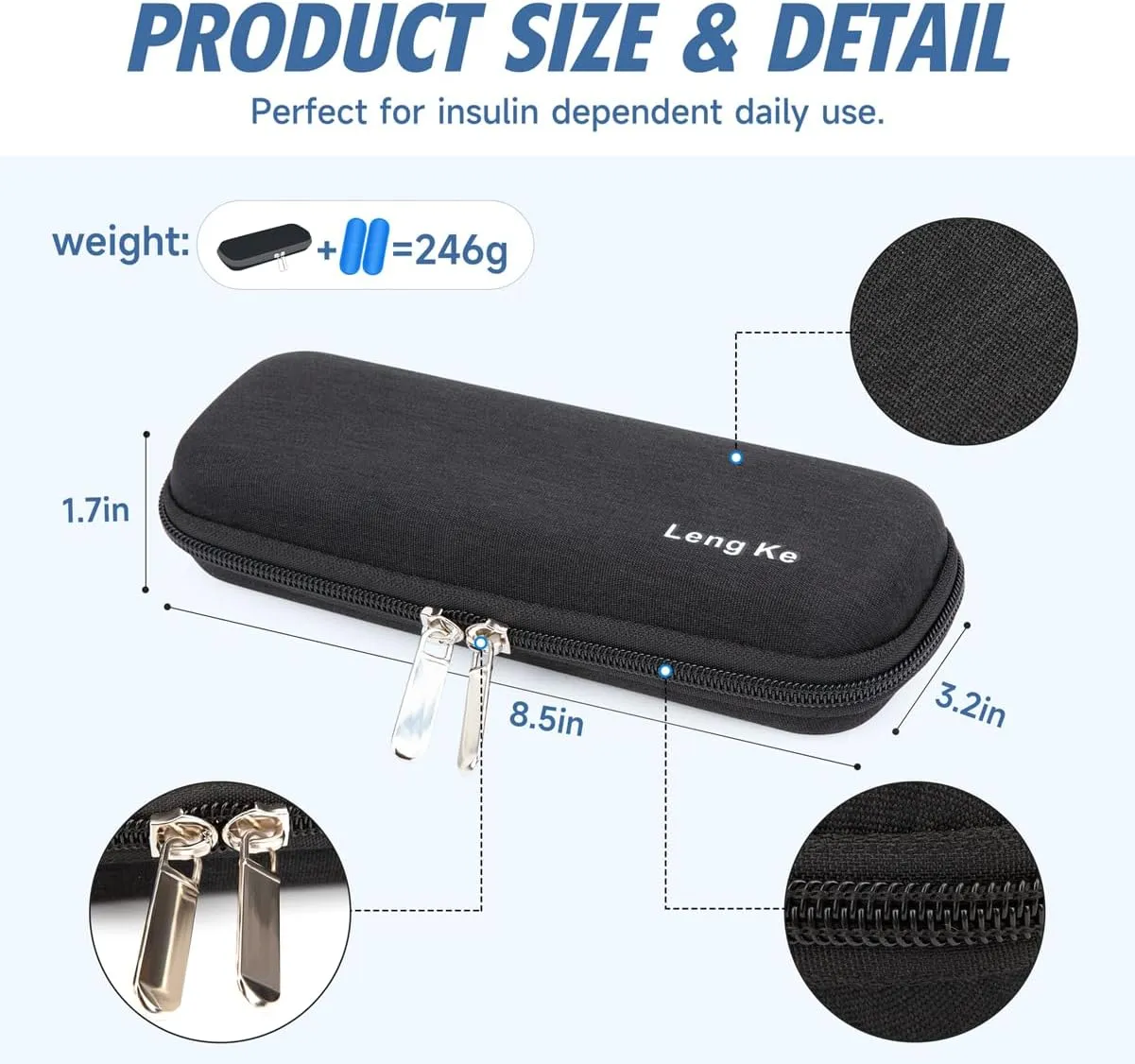 YOUSHARES Insulin Travel Pen Case with 2 Travel Ice Packs - Small EVA Diabetic Travel Case Portable Cooling Bag for Medication Cooling Insulation, Epi Pen Carrying Bag (Black)