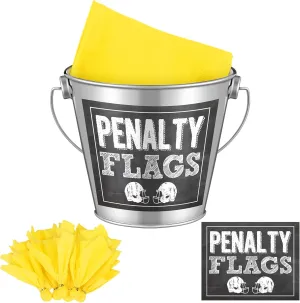 Yungyan Football Party Supplies 50 Pcs Yellow Napkins, Silver Bucket, Penalty Flag Sticker for Football Tailgate Party Decor