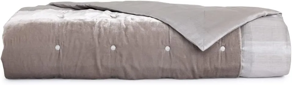 Yves Delorme Cocon Platine Counterpane | 100% Silk | Luxury Crushed Velvet from Turkey