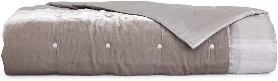 Yves Delorme Cocon Platine Counterpane | 100% Silk | Luxury Crushed Velvet from Turkey