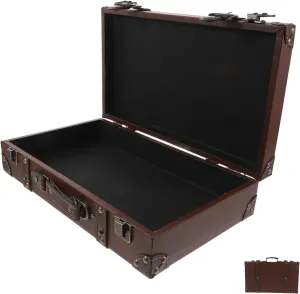Zerodeko Vintage Leather Trunk Suitcase Retro Decorative Storage Box for Clothing Store Displays and Photo Props Spacious Design Vintage Charm for Home Decor