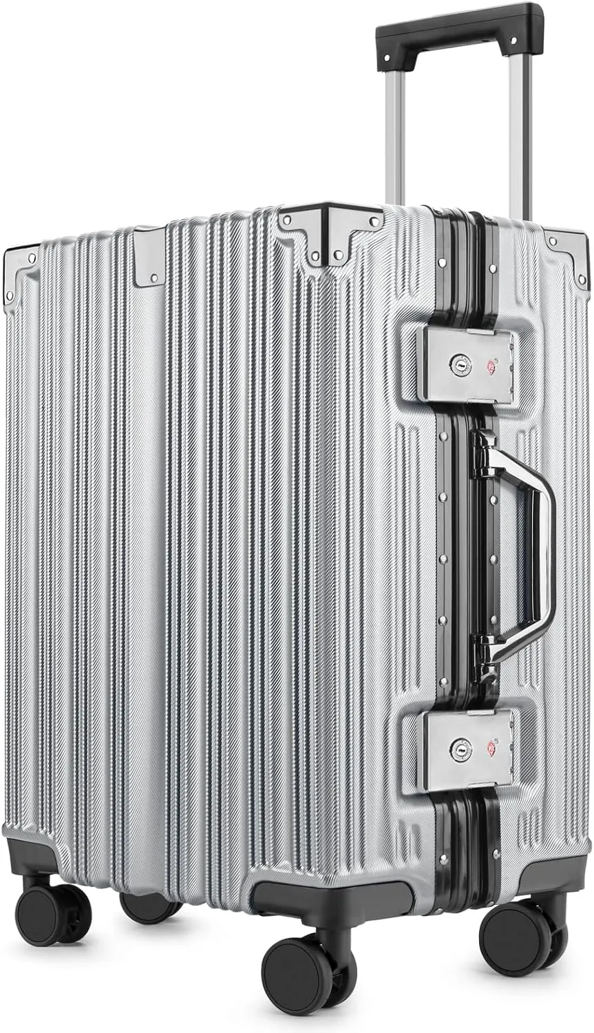 Zipperless Luggage | 20 Inch Airline Approved | TSA Lock, Scratch-Proof Hardshell & Silent Wheels | Lightweight Carry-On for Business Travel (Silver)