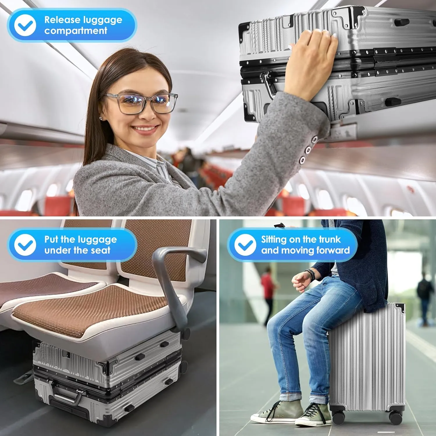 Zipperless Luggage | 20 Inch Airline Approved | TSA Lock, Scratch-Proof Hardshell & Silent Wheels | Lightweight Carry-On for Business Travel (Silver)
