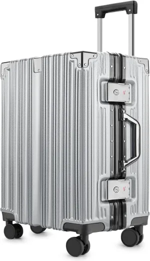 Zipperless Luggage | 20 Inch Airline Approved | TSA Lock, Scratch-Proof Hardshell & Silent Wheels | Lightweight Carry-On for Business Travel (Silver)