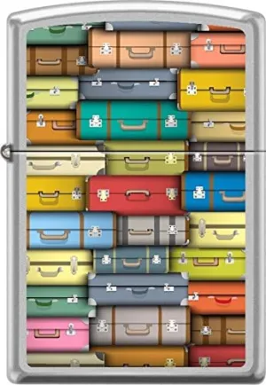 Zippo Colored Suitcases, Travel Luggage,1960 Era Satin Chrome Windproof Lighter
