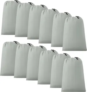 ZPECC Travel Laundry Bag 12 Pack,Bulk Extra Large Heavy Duty Bags, Durable Dirty Clothes Organizer With Drawstring, Fit a Basket or Hamper (40" X 30",Light Grey)