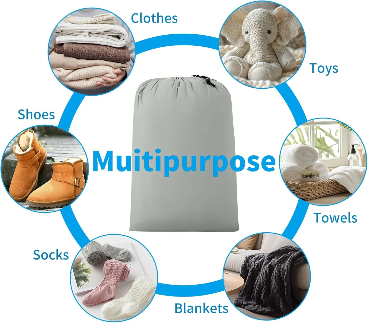 ZPECC Travel Laundry Bag 12 Pack,Bulk Extra Large Heavy Duty Bags, Durable Dirty Clothes Organizer With Drawstring, Fit a Basket or Hamper (40" X 30",Light Grey)