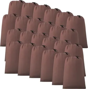 ZPECC Travel Laundry Bag 24 Pack,Bulk Extra Large Heavy Duty Bags, Durable Dirty Clothes Organizer With Drawstring, Fit a Basket or Hamper (40" X 30",Coffee)