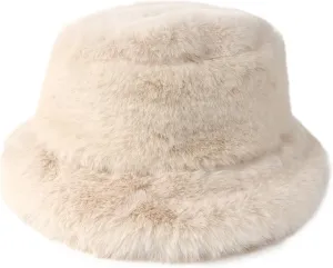 Zylioo Oversize 3XL/2XL/XL Fluffy Bucket Hat,L/M/S Faux Fur Warm Hat Petite,Large Winter Plush Fuzzy Hat for Big Heads