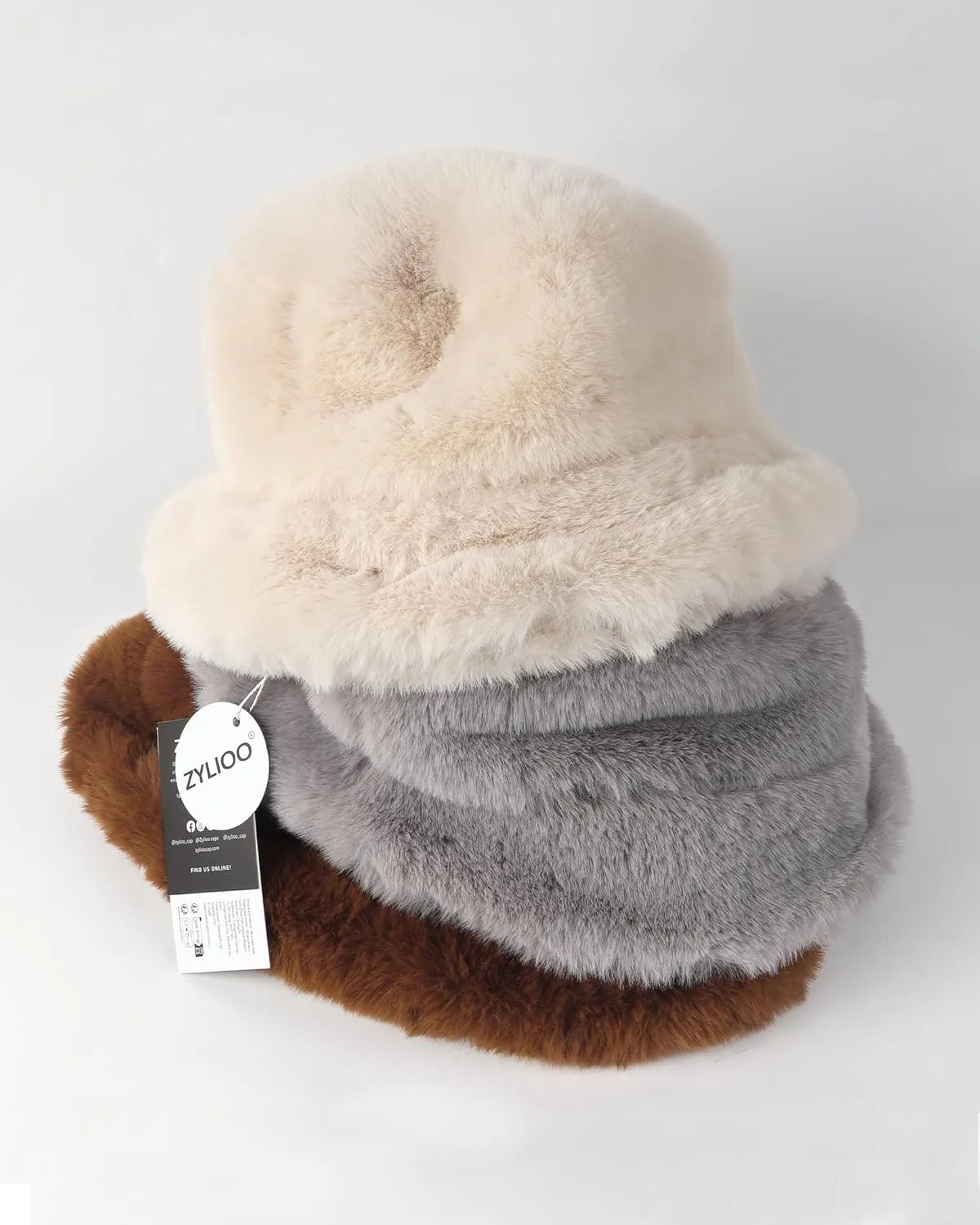 Zylioo Oversize 3XL/2XL/XL Fluffy Bucket Hat,L/M/S Faux Fur Warm Hat Petite,Large Winter Plush Fuzzy Hat for Big Heads