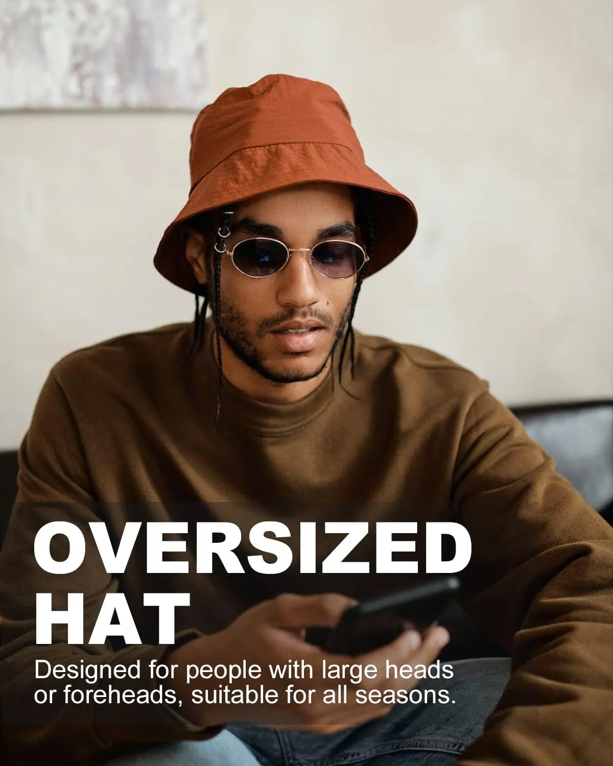 Zylioo Oversize XXL 100% Cotton Bucket Hat,Reversible Trendy Fisherman Hats,Double Side Wear Fishing Summer Sun Hat