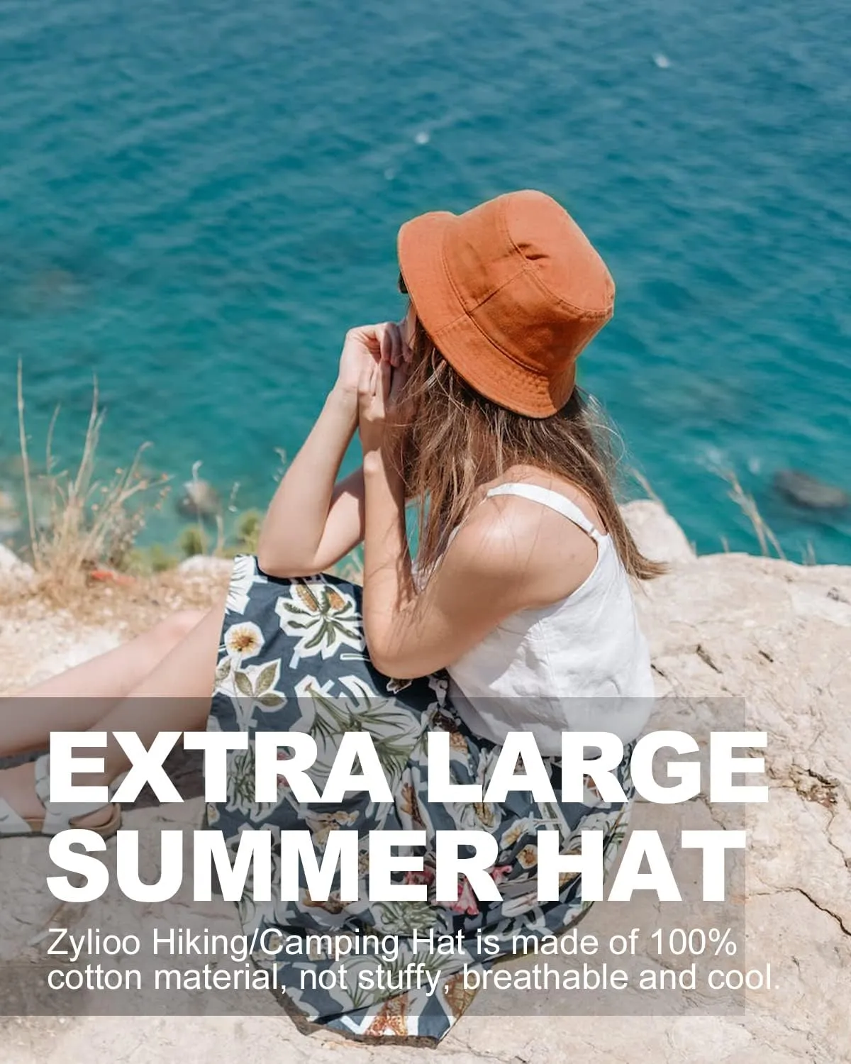 Zylioo Oversize XXL 100% Cotton Bucket Hat,Reversible Trendy Fisherman Hats,Double Side Wear Fishing Summer Sun Hat