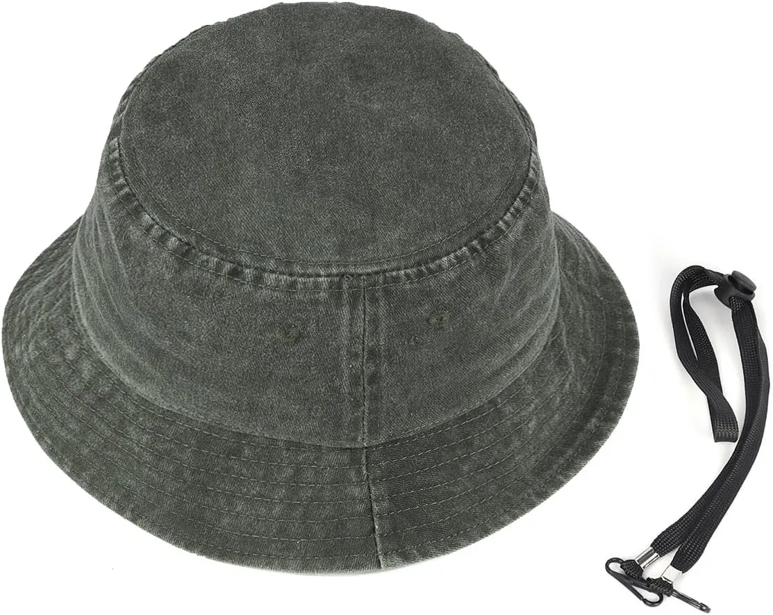 Zylioo Oversize XXL Washed Bucket Hat for Men Women,Large Faded Denim Sun Hat,Packable Travel Beach Hats for Big Heads