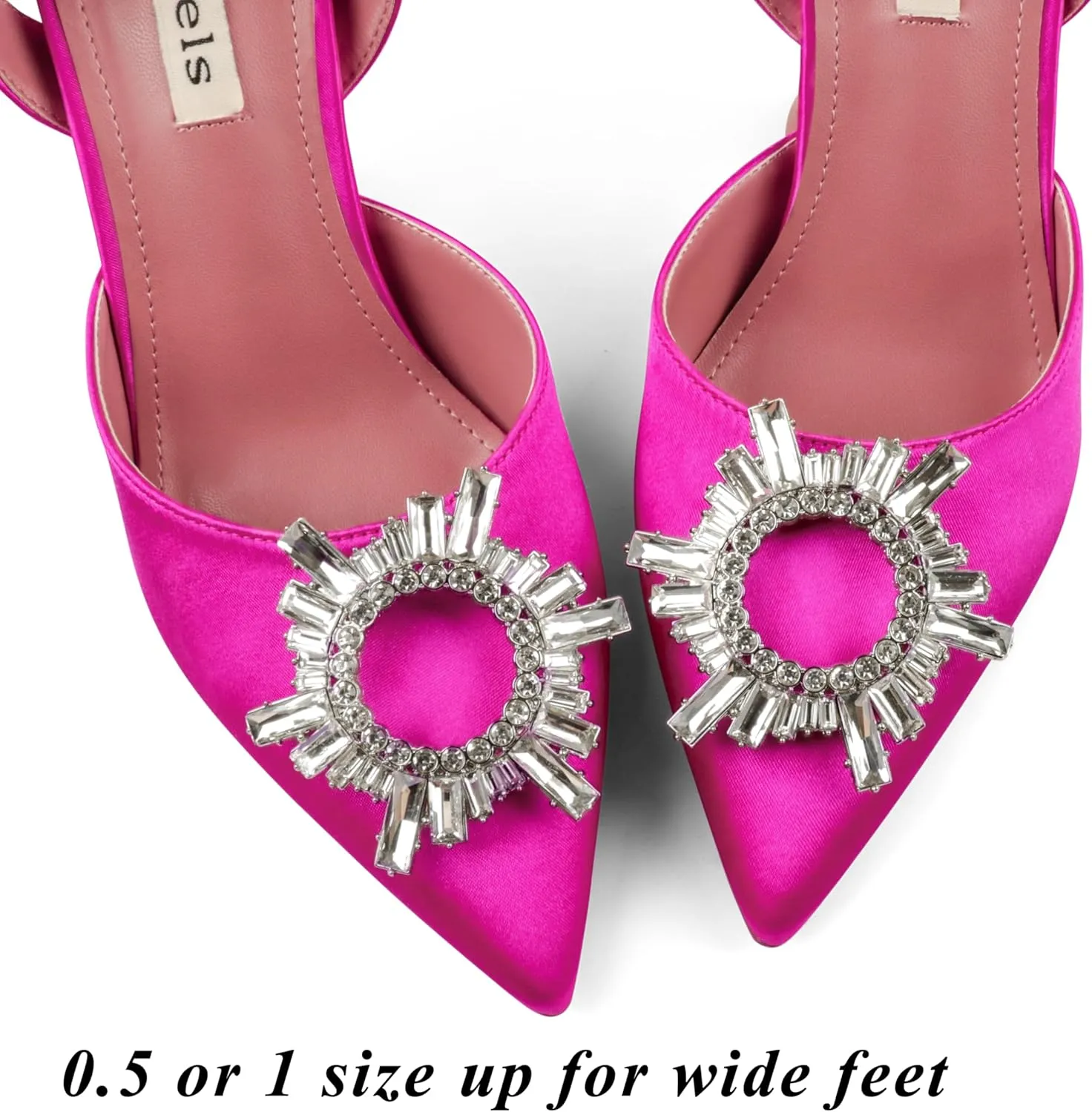 Zzheels Women's High Heel Crystal Slingback Pumps Pointed Toe Strappy Sandals for Party Dating